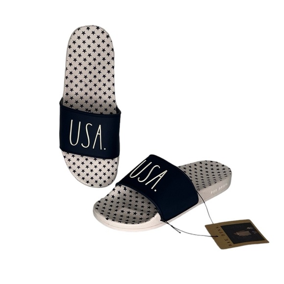 Rae Dunn Women’s Patriotic Fourth Of July Slides Sandal - Picture 1 of 8